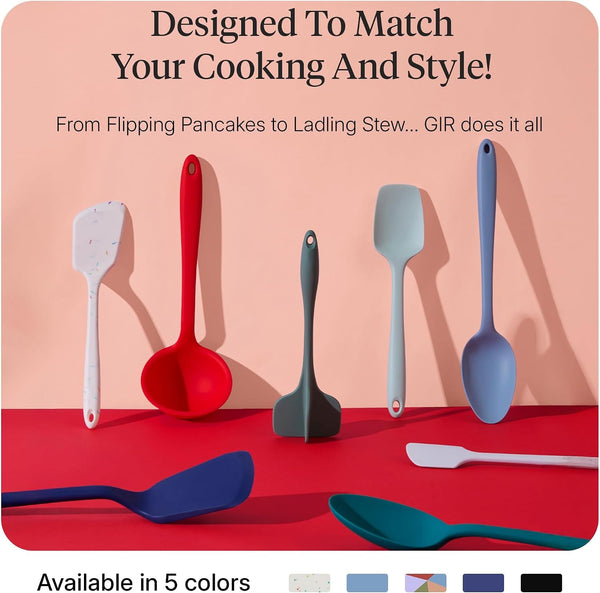 : Get It Right 5 Piece Silicone Ultimate Kitchen Utensils Set - Ladle, Spatula, Flip, Spoon & Spoonula - Non-Toxic Cooking Utensils for Nonstick Cookware, Cooking and Baking - Mediterranean6