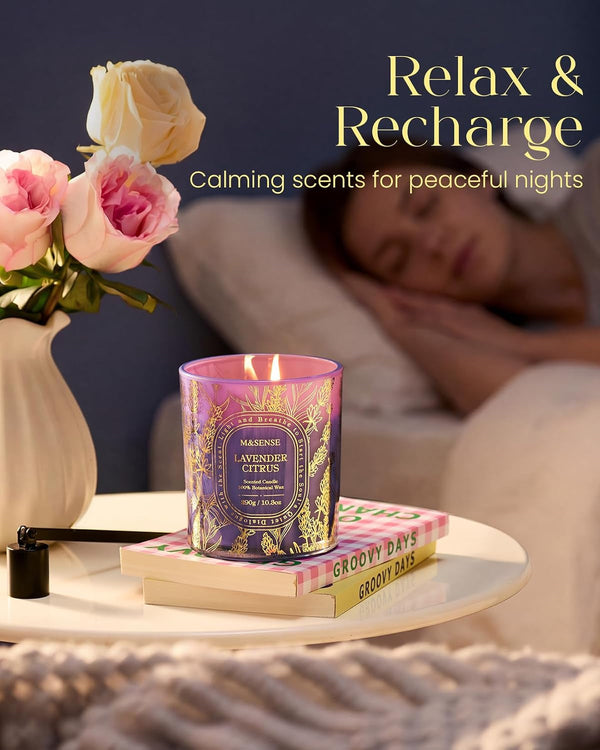 Vanilla Scented Soy Candle, 55H Burn Time Non Toxic 10.3Oz5