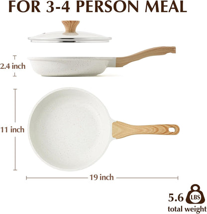 11Inch Nonstick Ceramic Frying Pan with Lid, PFAS/PTFE/PFOA Free | Ceramic Omelette Pan Skillet, Healthy Non-Toxic Chef'S Pan, Induction Compatible Pan, Heat Resistant Handle8