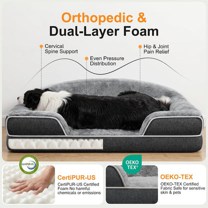 Orthopedic Dog Bed for Large Dogs, 35"X25", Washable Pet Couch Bed2