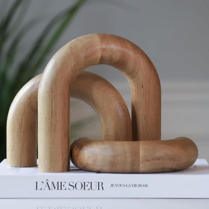Wooden Arch Decor Set of 3, Acacia Wood Modern Decorative Home Objects | Japandi Home Decor Accents, Coffee Tables, Bookshelves, Entryways, Console Decorations, Housewarming Gift1