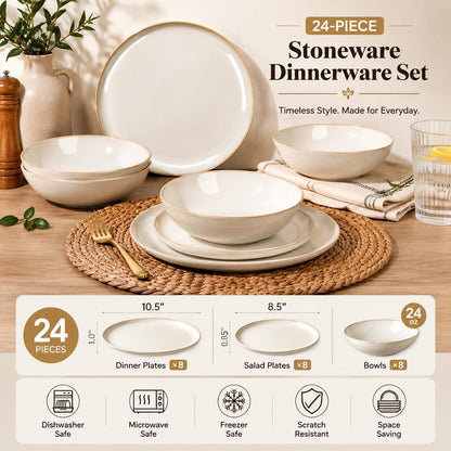 Ceramic Dinnerware Sets for 8, 24Pcs Plates and Bowls Sets Dishes4