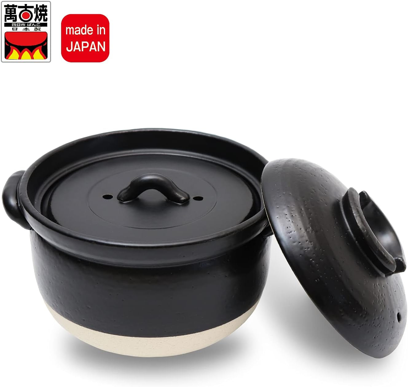 donabe-clay-rice-cooker-pot-casserole-japanese-style-made-in-japan-for-2-to-3-cups-with-double-lids-microwave-safe