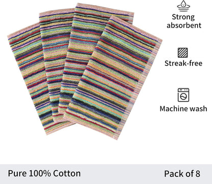 Kitchen Dishcloths for Washing Dishes, Ultra Absorbent Dish Rags, Cotton Cleaning Cloths Pack of 8, 12X12 Inches (Multi-1, 12X12 Inch) | High Absorbent, for Cleaning Drying Wiping, Quick Dry, 100% Cotton Dishcloths, Kitchen Washcloths 12X12 Inches3