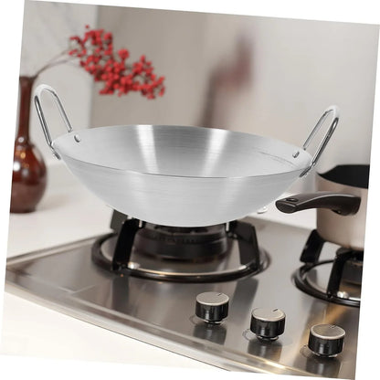 Stainless Steel Wok round Bottom Pot Non-Stick Pan for Chinese Stir Fry Double Handles Kitchen Gadget5