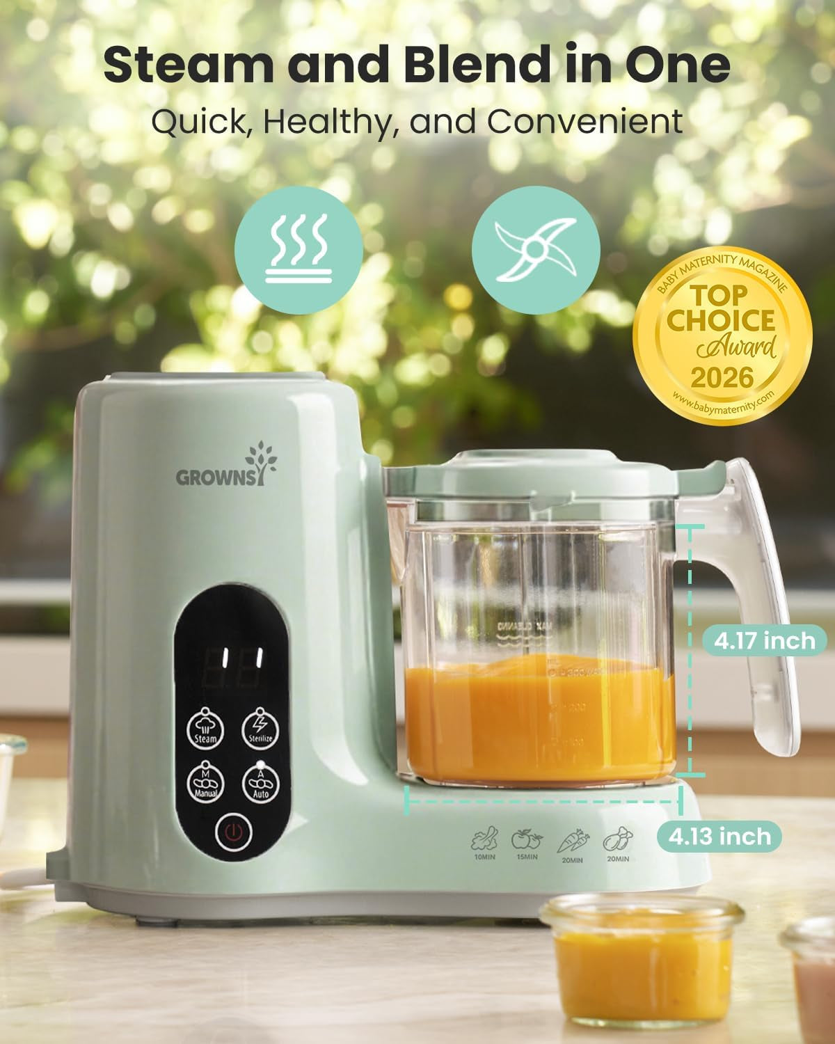 baby-food-maker-steamer-blender-baby-food-processor-green-bpa-free-elevated-steam-basket-healthy-homemade-baby-food-purees-starting-solids-blw-baby-feeding-essentials-6-months