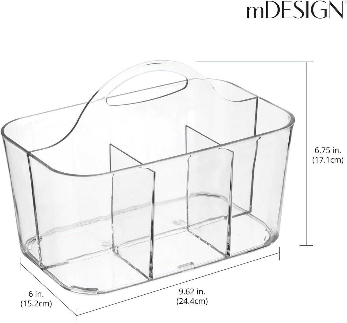 small-plastic-shower-bath-storage-organizer-caddy-tote-with-handle-for-dorm-shelf-cabinet-hold-soap-shampoo-conditioner-combs-brushes-lumiere-collection-clear