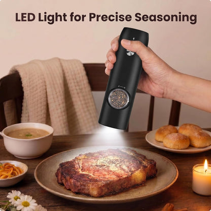 Electric Salt and Pepper Grinder Set, Rechargeable Automatic Salt and Pepper Shakers, Adjustable Coarseness Pepper Grinder with Led, Kitchen Appliances Gifts for Mom(Blackwhite)4