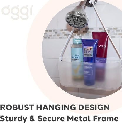 Oggi Adjustable Hanging Shower Caddy, Portable Bathroom Caddy with Adjustable Hooks, Shower Organizer Basket for over Shower Head, Door, Towel Rail & Bathroom Storage4