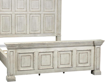 Liberty Furniture Big Valley California King Panel Bed Traditional Bedroom Wood Bed Frame - Distressed Whitestone Birch Wood7