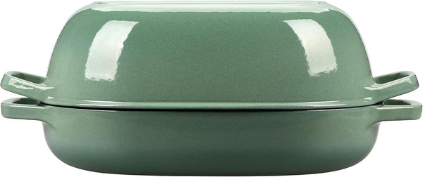 Enameled Cast Iron Oval Dutch Oven Pot with Lid, Dutch Oven for Sourdough Bread Baking, Bread Oven, Bread Dutch Oven, Oval Bread Pan, 7Qt, Sage Green4
