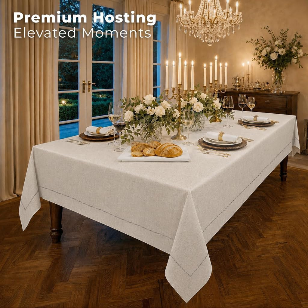 signature-linen™-by-dmoksha-light-natural-tablecloth-rectangle-tablecloth-60-x-90-inch-100-pure-linen-hemstitch-machine-washable-table-cloth-for-dining-fall-weddings-outdoor-hosting