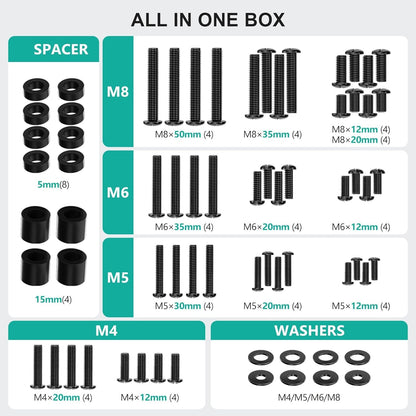 Universal TV Mounting Hardware Set, M4,M5,M6,M8 Screws (UVSP) | TV Mount Screw Kit – Fits Most Tvs / Monitor up to 80". Includes Replacement Screws, Washers & Spacers2
