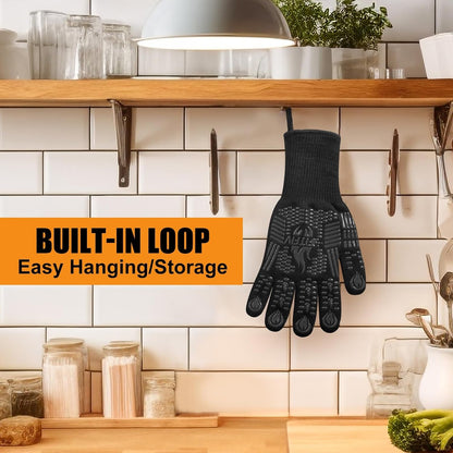 BBQ Gloves, 1472°F Heat Resistant with Silicone Grip Oven Mitts | Non-Slip Grip, for BBQ, Grilling, Oven, Smoker, Cooking and Baking7