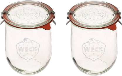 Tulip Jars 1 Liter - Large Sour Dough Starter Jars with Wide Mouth - Suitable for Canning and Storage - 2 with Glass Lids1
