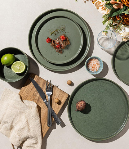 Stoneware Dinnerware Sets for 4,12-Piece Matte Plates and Bowls Set6