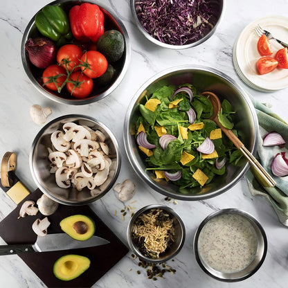Stainless Steel Mixing Bowls Set, 6-Piece Metal Bowls7