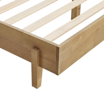 CHITA Queen Size Platform Bed Frame, with Boucle Upholstered Headboard, Oak8