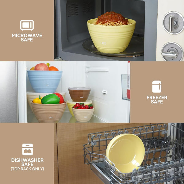 12-Piece Mixing Bowls Set, 6 Bowls with Clear Lids, Microwave Safe6