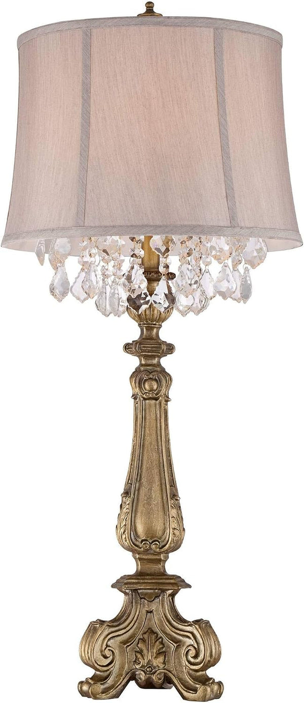 Dubois 37 1/4" Large Table Lamp Crystal Gold Spray Console Antique7