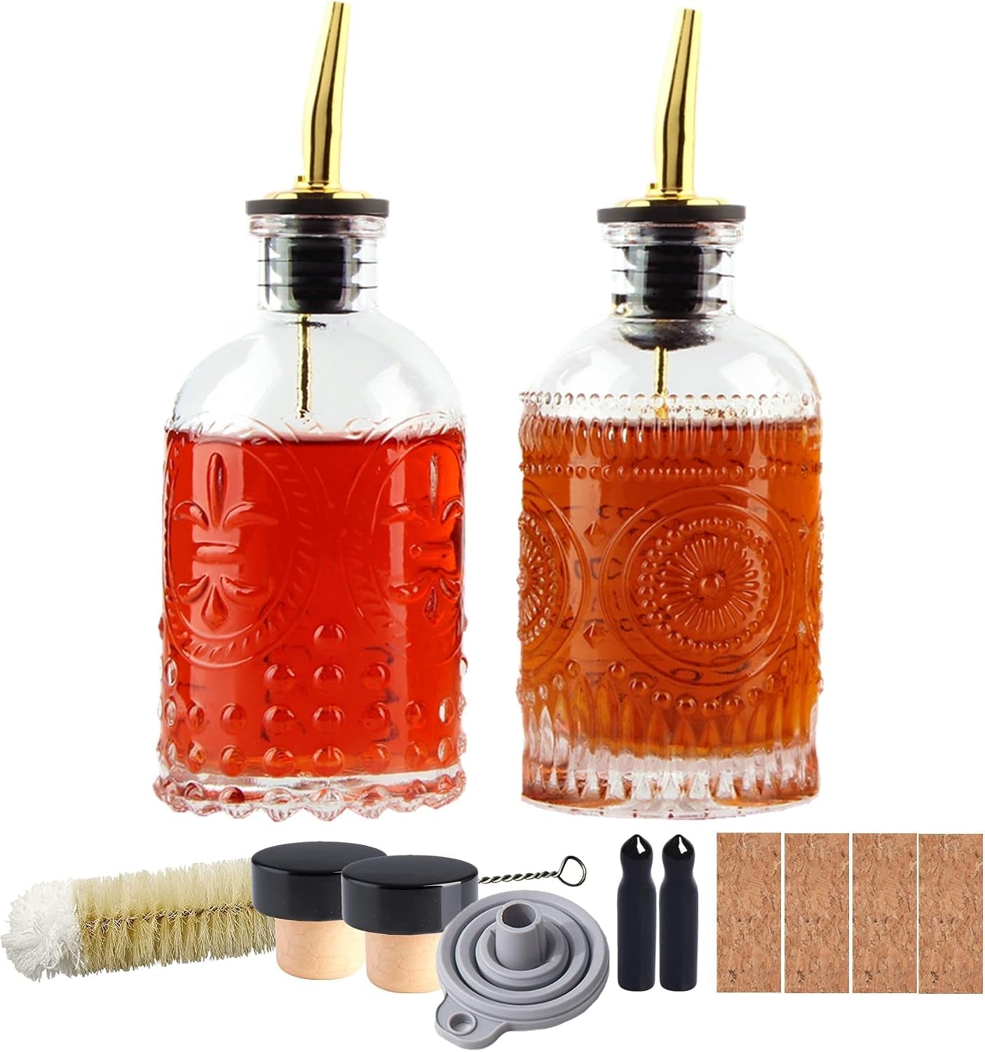 coffee-syrup-dispenser-bottles-set-2-pack-7-oz-simple-small-syrup-bottles-set-with-metal-pour-spout-ideal-for-coffee-syrups-condiments-coffee-bar-sc056-2-pack