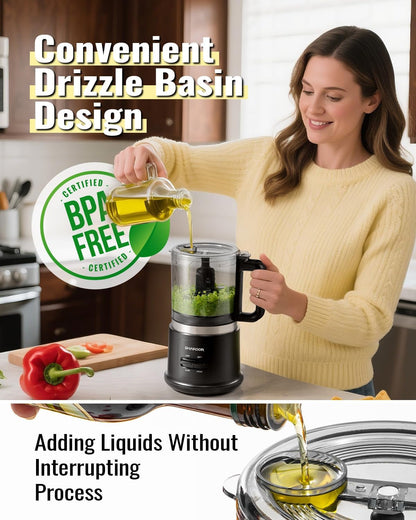 Food Chopper, 4 Cup Mini and Fast Food Processor, Electric Meat Grinder with 2 Speed, 4 Stainless Steel Blades, and Whisk, 400W Power for Chopping, Mixing, Emulsifying, Puree and Whisking, Bpa-Free6