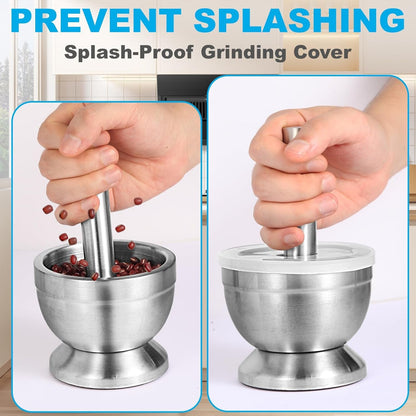 Mortar and Pestle Set, 18/8 Stainless Steel Pill Crusher7