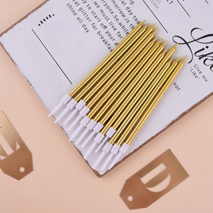 Gold Long Thin Metallic Birthday Candles, Cake Candles, Birthday Parties, Wedding Decorations, Party Candles, Cake Decorations3