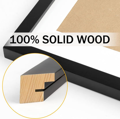 Picture Frames 6X6 Black Nature Solid Wood 2 Pack for Wall Mount and Tabletop Display2