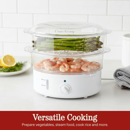 2-Tier Vegetable Steamer and Rice Cooker, 120V 60Hz 800W | 6.3 Quart Electric Steamer for Cooking Healthy Fish, Eggs, Vegetables, Rice, and Baby Food3