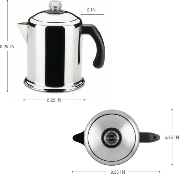 Classic Stainless Steel Yosemite Coffee Percolator, 8-Cup | Fuller, Richer Flavor, Percolator Coffee Maker, Coffee Percolator Stovetop, Permanent Filter Basket, Dishwasher Safe2