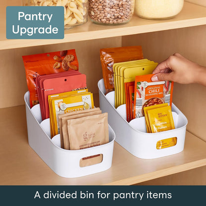 Shelfbin Packet Organizer, 4-Tier Stairstep Raised Divided Bin, Bpa-Free Storage Caddy for Kitchen Pantry and Cabinet Organization, Tea Bags, Medicine, and More2