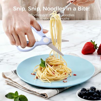 Premium Stainless Steel Portable Baby Food Safety Scissors, Detachable Feeding Shears for Toddlers Infant Kids Food Cutting Meats Noodles Vegetables with Protactive Cover2
