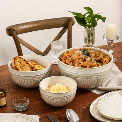Ceramic Mixing Bowls Set of 3, Large Nesting Serving Bowls8