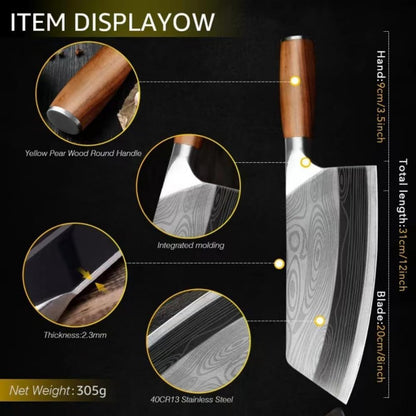 7Inch Meat Cleaver Vegetable Kitchen Knife Meat Cleaver Superior Class Stainless for Kitchen with Gift Box(German Steel Kitc4