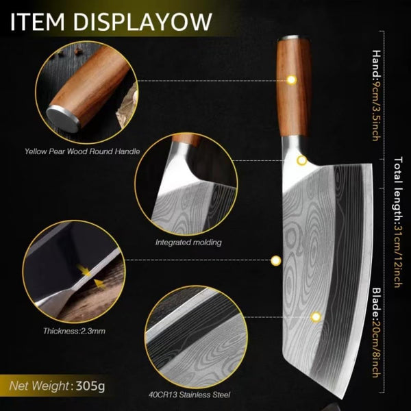 7Inch Meat Cleaver Vegetable Kitchen Knife Meat Cleaver Superior Class Stainless for Kitchen with Gift Box(German Steel Kitc4