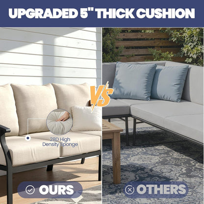 4 Piece Metal Outdoor Patio Furniture Set, Outdoor Sectional Sofa5