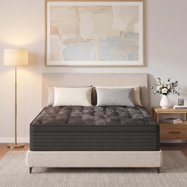 King Size Mattress,12Inch Thickness Hybrid Memory Foam Mattress in a Box10