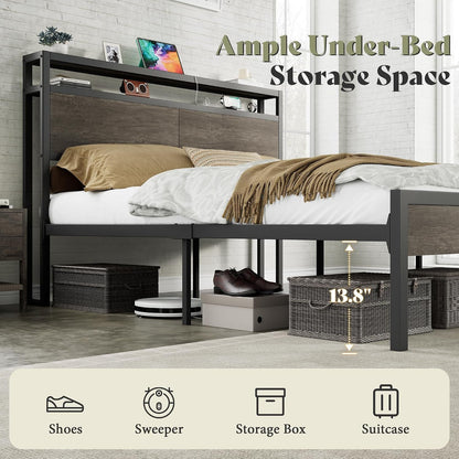 Full Size Metal Bed Frame with Charging Station4