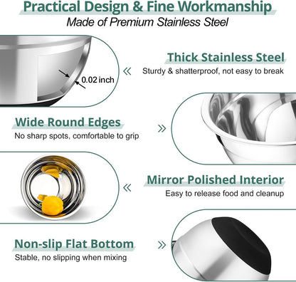 Mixing Bowls, Salad Bowls with Transparent Airtight Lids, Black5