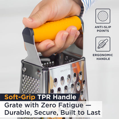 PRO Box Grater & Cheese Graters for Kitchen - Stainless Steel Cheese Grater and Food Shredder, 4 Sided Hand Grater for Block Cheese, Vegetables Non-Slip Base, Dishwasher Safe6