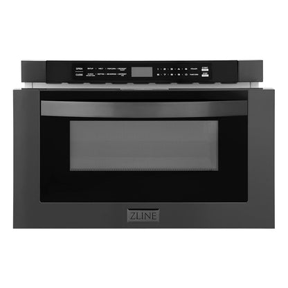ZLINE 24" 1.2 Cu. Ft. Built-In Microwave Drawer in Black Stainless Steel1