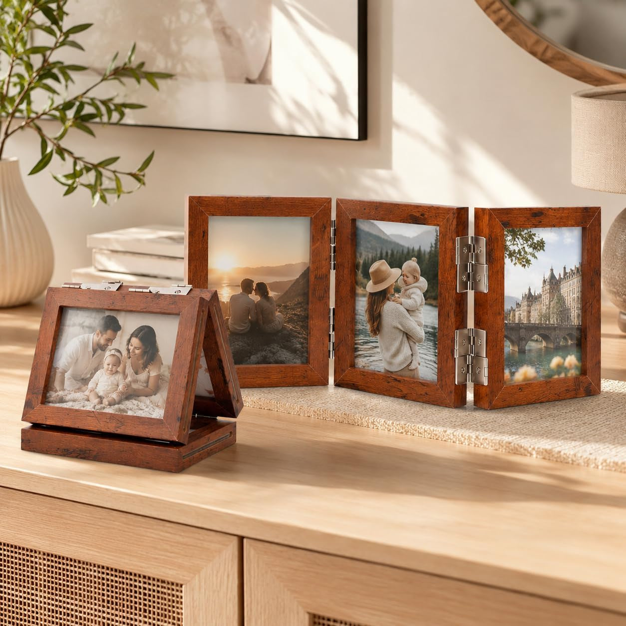 3-picture-photo-collage-frame-3-5x5-triple-desk-office-cute-decor-brown
