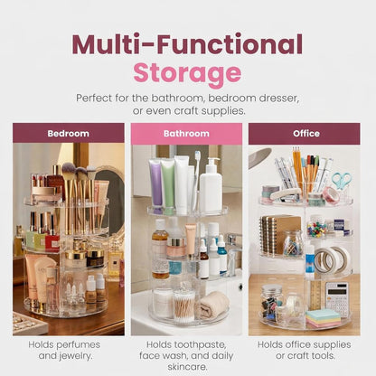 360 Rotating Makeup Organizer Countertop, Adjustable Shelf, Clear | Cosmetic Perfume Skincare Storage, Vanity Countertop6