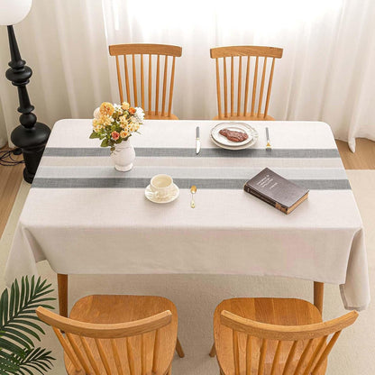 Rectangle Table Cloth Cotton Linen Waterproof Embroidery Tablecloth Rustic Farmhouse Style for Indoor Outdoor Dinning Tabletop Decoration-Grey Macarons-54 X706