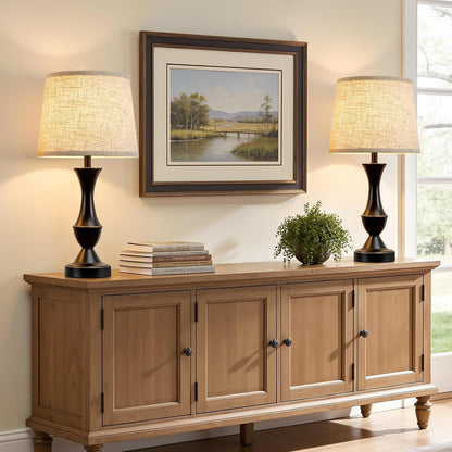 Table Lamp Set of 2, 19" Farmhouse Vintage Bedside Lamps7