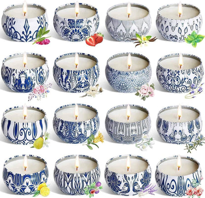 Scented Candles Gifts Set 16 Pack Soy Wax Travel Tin Jar Candles for Home 2.5 OZ for Mom for Christmas, Birthday, Thanksgiving, Mother'S Day1