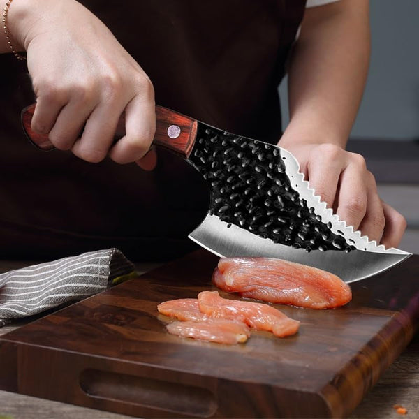 Meat Cleaver Knife, Forged Small Scimitar to Cut Meat Butcher and Boning Knife Hammered Household Outdoor Sliced Fish Slaughter Small Kitchen Knife7