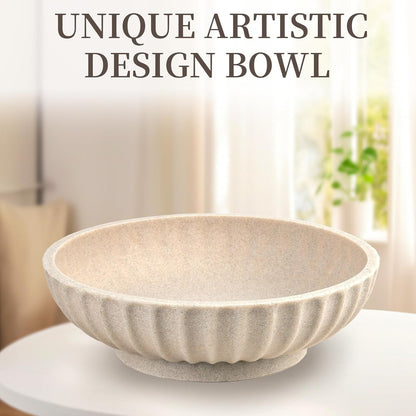 Large Decorative Bowl - Fruit Bowl for Kitchen Counter - Modern Decorative Bowl for Home Decor,Key Bowl for Entryway Table - Artificial Stone Beige7