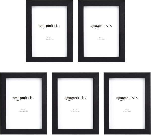Rectangular Picture Frame Set for Wall Hanging or Tabletop Display, 5 X 7 In, Black, Horizontal and Vertical Formats, 5-Pack1